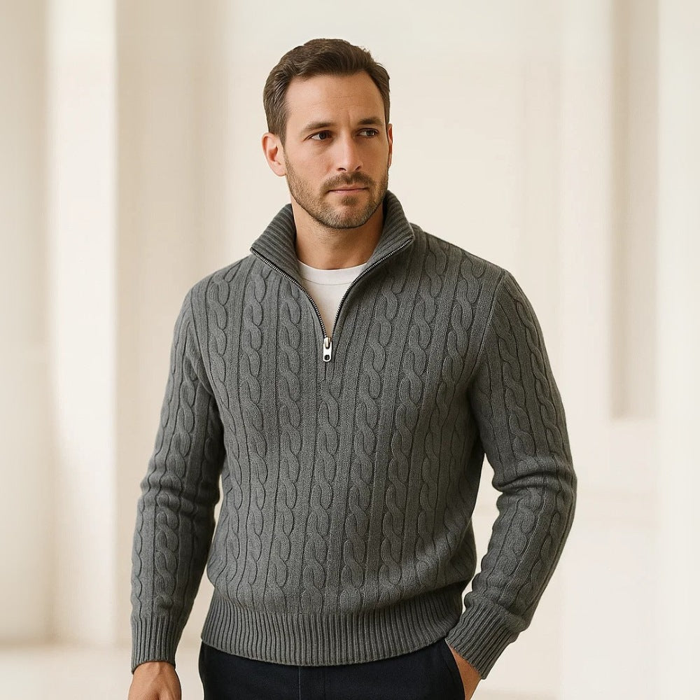 Sweater Fontaine Men’s Knit High Collar Half-Zip