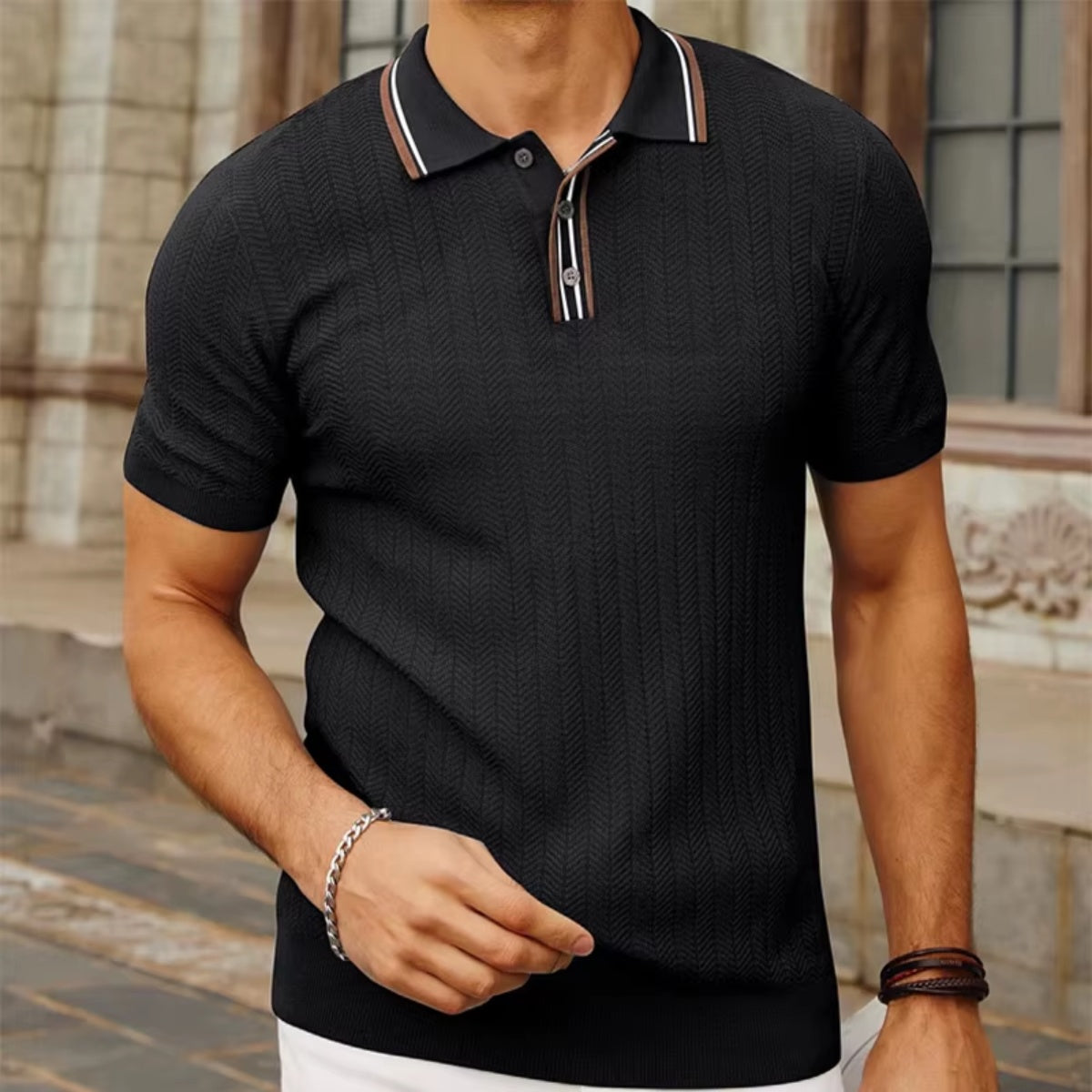 Polo Shirt Loreanni Ribbed